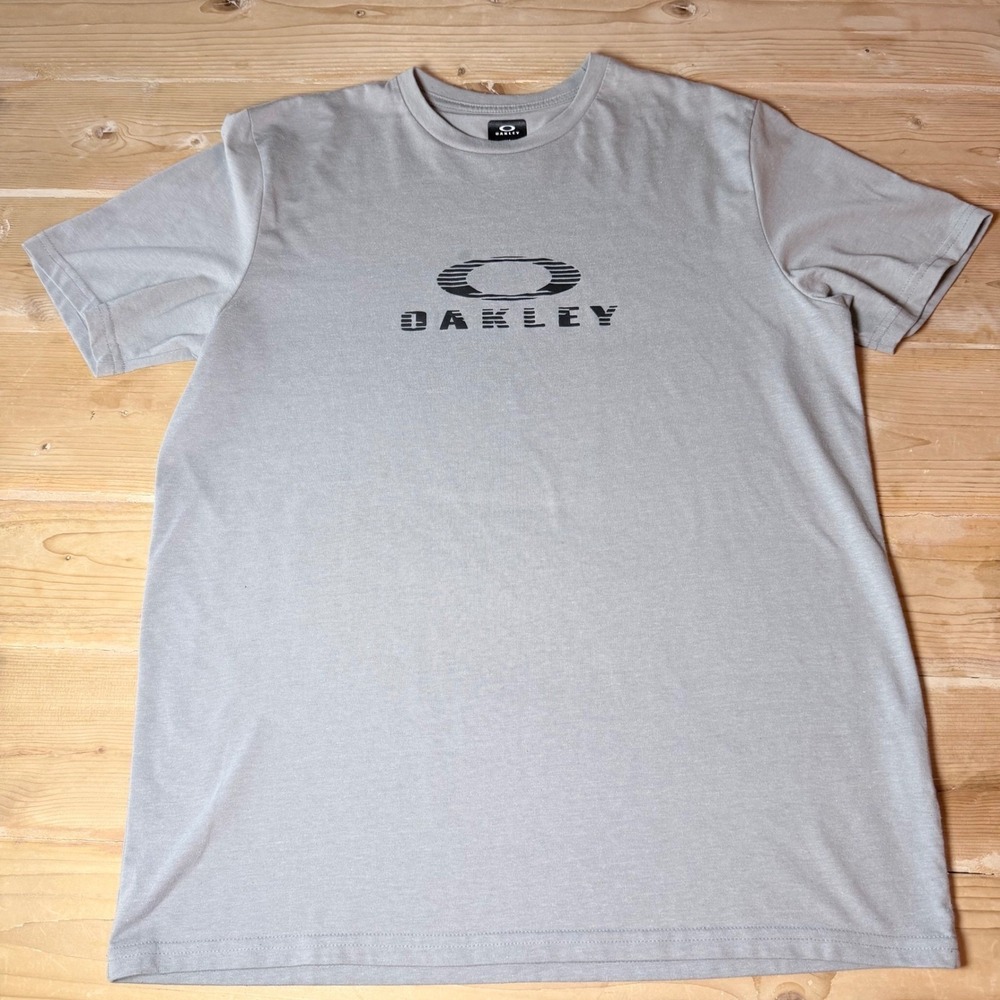 Oakley Hydrolix Mens Gray Graphic Logo Performance T-Shirt Regular Fit Size M